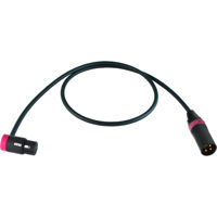 

Cable Techniques 3' Premium Low Profile Right-Angle XLR-3F to XLR-3M Straight Mogami W2549 Microphone Cable, Purple Cap/Ring
