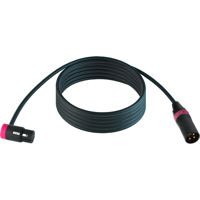 

Cable Techniques 50' Premium Low Profile Right-Angle XLR-3F to XLR-3M Straight Mogami W2549 Microphone Cable, Purple Cap/Ring
