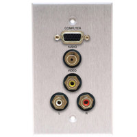 

Comprehensive Single Gang Wallplate, HD15, Stereo Mini, 3RCA -Passthru, Stainless