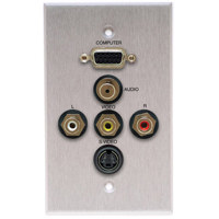 

Comprehensive Single Gang Wallplate, HD15, Stereo Mini, S-Video, 3RCA -Passthru, Anodized Clear