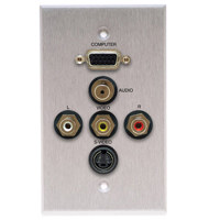 

Comprehensive Single Gang Wallplate, HD15, Stereo Mini, S-Video, 3RCA -Passthru, Stainless