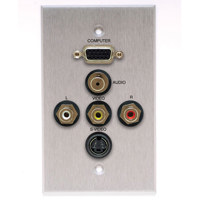 

Comprehensive Single Gang Wallplate, HD15, Stereo Mini, S-Video, 3RCA-Solder, Anodized Clear