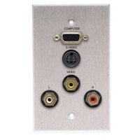 

Comprehensive Single Gang Wallplate, HD15, S-Video, 3RCA -Passthru, Anodized Clear