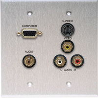 

Comprehensive Double Gang Wallplate, VGA, Stereo Mini, S-Video , 3RCA -Passthru, Anodized Black