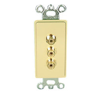 

Comprehensive Single Gang Wallplate Style Insert with RCA(3) Yellow, Red, White-Passthru, Ivory Decora