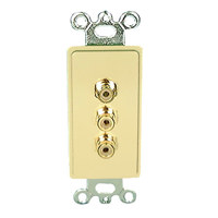

Comprehensive Single Gang Wallplate Style Insert with 3 RCA Yellow/Red/White-Solder, Black Decora