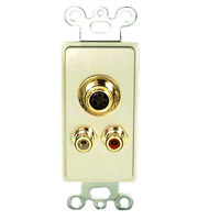 

Comprehensive Single Gang Wallplate Style Insert with S-Video(1), RCA(2)-Passthru, White Decora