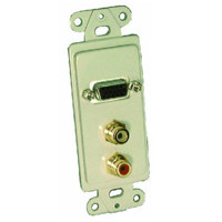 

Comprehensive Single Gang Wallplate Style Insert with HD15F(1), RCA(2)-Passthru, Ivory Decora