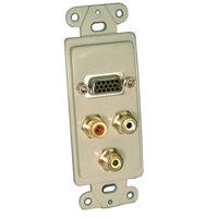 

Comprehensive Single Gang Wallplate Style Insert with HD15F(1), RCA(3)YWR-Passthru, Ivory Decora