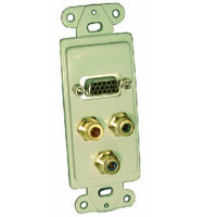 

Comprehensive Single Gang Wallplate Style Insert with HD15F(1), RCA(3)RGB-Passthru, Ivory Decora