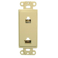 

Comprehensive Single Gang Wallplate Style Insert with RJ45(1), RJ11(1)-Passthru, Ivory Decora