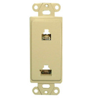 

Comprehensive Single Gang Wallplate Style Insert with RJ45(1), RJ11(1)-Passthru, White Decora