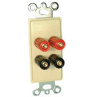 

Comprehensive Single Gang Wallplate Style Insert with Binding Post Pair (2)-Passthru, Ivory Decora