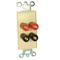 

Comprehensive Single Gang Wallplate Style Insert with Binding Post Pair (2)-Passthru, White Decora