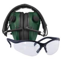 

Caldwell E-Max Low Profile Electronic Hearing Protection with Shooting Glasses, 23 NRR, Green