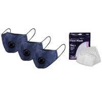 

Darter Reusable Fabric Face Mask with External Valve for Adults, Blue, 3-Pack
