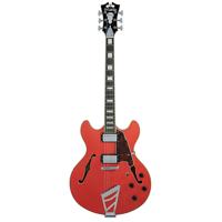 

D'Angelico Guitars Premier DC Double-Cutaway Semi-Hollow Body Electric Guitar with Stairstep Tailpiece, Fiesta Red