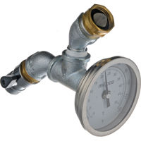 

Delta Water Temp II in Line Heavy Duty Chrome Calibrated Thermometer With Temp Lok On/Off Valve and In Line Strainer
