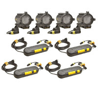 

Dedolight Master 150 Watts 4-Light Kit with Universal Heads, Gobo Holder, Shutter Blades, Iris and Barndoors