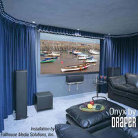

Draper Onyx HDTV Format Fixed Frame Wall Projection Screen with Vel-Tex Covering, 65x116", M1300 Matte White Surface.
