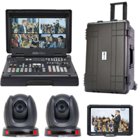 

Datavideo HS-1600T 4-Channel HD/SD HDBaseT Portable Video Streaming Studio Kit, Includes 2x PTC-140T Camera with Case and TLM-700K Monitor