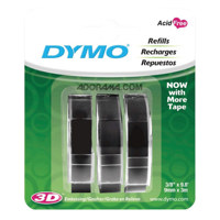 

Dymo 1741670 3/8"x9.8' Glossy Tape for Embossers, Black, 3 Rolls per Pack