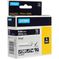 

Dymo 1805437 Rhino 3/8" Black Vinyl Tape, White Print