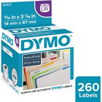 

Dymo White Self-Stick File Tab Labels, 1-Up 9/16x3-7/16", 2 Rolls, 130 per Roll, for Labelwriter Printers