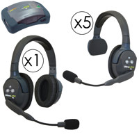 

Eartec HUB651 Hub Mini Duplex Base 6-Person System, Includes 5x UltraLITE Single Headset, UltraLITE Double Headset