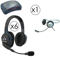 

Eartec HUB7DMON Hub Mini Duplex Base 7-Person System, Includes 6x UltraLITE Double Headset, Monarch Headset