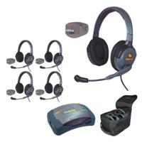 

Eartec UPMX4GD5 5-Person HUB Intercom System with 5x UltraPAK Remote Beltpack Transceiver, 5x Max4G Double Headset, 6x Batteries, 8-Bay Charger and Softside Case