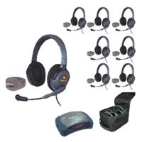 

Eartec UPMX4GD8 8-Person HUB Intercom System with 8x UltraPAK Remote Beltpack Transceiver, 8x Max4G Double Headset, 9x Batteries, 8-Bay Charger and Softside Case