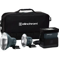 

Elinchrom ELB 500 TTL Dual To Go Kit, Includes 2x ELB 500 Flash Head, 7" and 5.3" Reflector, Charger, Battery, Snappy Carry Bag with Shoulder Strap, ProTec Location Bag