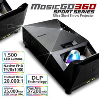 

Elite Projector MosicGo Sport Series Ultra-Short Throw Projector with Built-In Battery and 58" Outdoor Screen