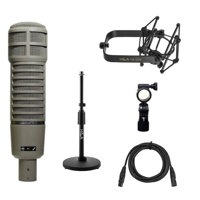 

Electro-Voice RE20 Variable-D Dynamic Cardioid Microphone, + Telescoping Tabletop Microphone Stand + H&A Microphone Suspension Shockmount + 10' Premium XLR Cable
