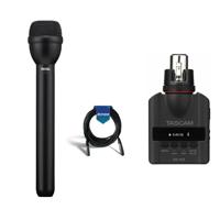 

Electro-Voice RE50L Handheld Omnidirectional Interview Microphone, 9.5" Long, Semi-Gloss Black - Bundle With Tascam DR-10X Plug-On Micro Linear PCM Recorder for Handheld XLR Mics, 20' XLR Mic Cable