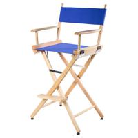 

Filmcraft Professional Grade Studio Director's Chair, 30" Bar Height, Natural Wood with Blue Canvas