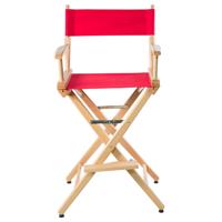 

Filmcraft Professional Grade Studio Director's Chair, 30" Bar Height, Natural Wood with Red Canvas
