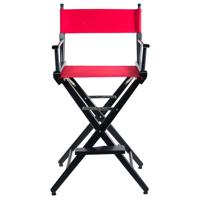 

Filmcraft Professional Grade Studio Director's Chair, 30" Bar Height, Black Finish with Red Canvas