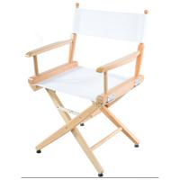 

Filmcraft Professional Grade Studio Director's Chair, 18" Dining Height, Natural Wood with White Canvas