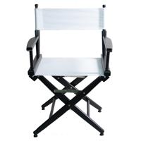 

Filmcraft Professional Grade Studio Director's Chair, 18" Dining Height, Black Finish with White Canvas