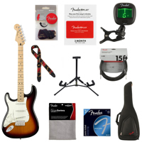 

Fender Player Stratocaster Left-Handed Electric Guitar, 22 Frets, Modern "C" Shape and Maple Neck, Maple Fingerboard, Gloss Polyester, 3-Color Sunburst - - With 9 Pack Accessory Bundle