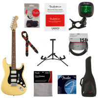 

Fender Player Stratocaster HSH Electric Guitar, 22 Frets, Modern "C" Shape Maple Neck, Pau Ferro Fingerboard, Gloss Polyester, Buttercream - With 9 Pack Accessory Bundle
