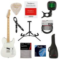 

Fender Player Telecaster Electric Guitar, 22 Frets, Modern "C" Shape Maple Neck, Maple Fingerboard, Gloss Polyester, Polar White - With 9 Pack Accessory Bundle