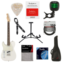 

Fender Player Telecaster Left-Handed Electric Guitar, 22 Frets, Modern "C" Shape Maple Neck, Pau Ferro Fingerboard, Gloss Polyester, Polar White - With 9 Pack Accessory Bundle