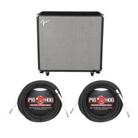 

Fender Rumble 115 Cabinet, V3, Black/Silver - With 2 Pack 25' 1/4" to 1/4" 8mm Instrument Cable