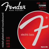

Fender 7250M Medium Nickel Plated Steel Electric Bass Guitar Strings, Long Scale, .045 - .105 Gauges, Set of 4 Strings
