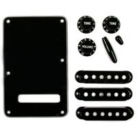 

Fender Stratocaster Accessory Kit, Includes 3x Control Knob, Switch and Trem Arm Tips, Back Plate, 3x Pickup Cover, Black