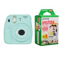 

Fujifilm Instax Mini 9 Camera, Ice Blue - with Fujifilm instax mini Instant Daylight Film Twin Pack, 20 Exposures