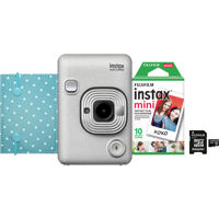 

Fujifilm Instax Mini LiPlay Hybrid Instant Camera Bundle, Stone White